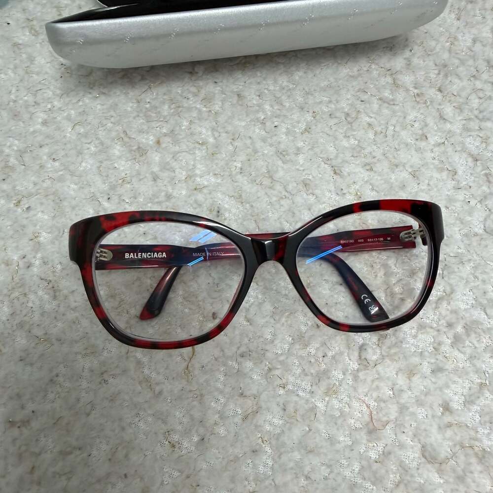 Balenciaga BB0213O 003 Red Tortoiseshell Cat Eye Eyeglasses 53-17-135 Seller Own - Picture 3 of 13